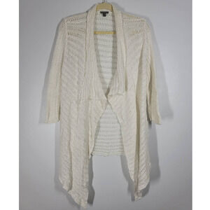 Lafayette 148 New York Open Drape Waterfall Knit Cardigan Sweater Size Sm White